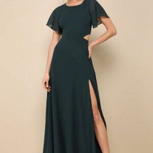 LuLu’s Garden Bliss Emerald Green Cutout Maxi Dress | Size M